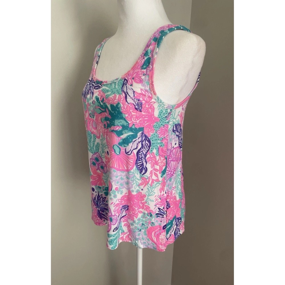 Lilly Pulitzer S Women Tank Top Seaside Carnival PJ Sleepwear Rayon Relaxed Cozy